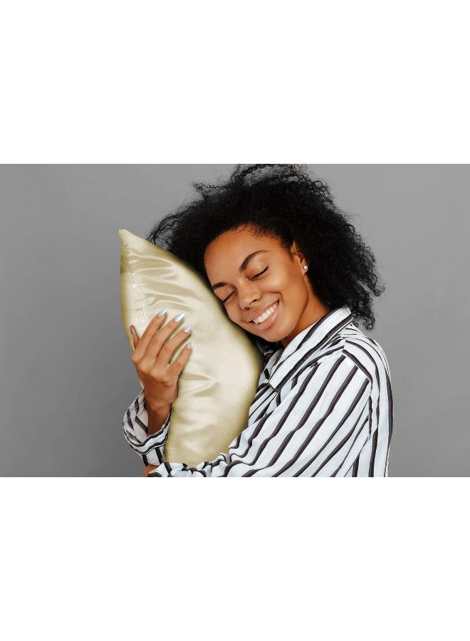 ShopBedding Luxury Satin Pillowcase for Hair – King Satin Pillowcase with Zipper, Ivory (Pillowcase Set of 2) – Blissford - Image 4