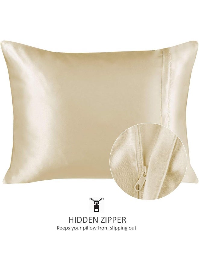 ShopBedding Luxury Satin Pillowcase for Hair – King Satin Pillowcase with Zipper, Ivory (Pillowcase Set of 2) – Blissford - Image 2