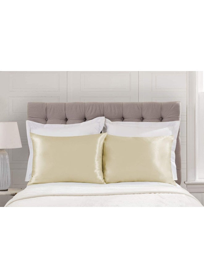 ShopBedding Luxury Satin Pillowcase for Hair – King Satin Pillowcase with Zipper, Ivory (Pillowcase Set of 2) – Blissford - Image 3