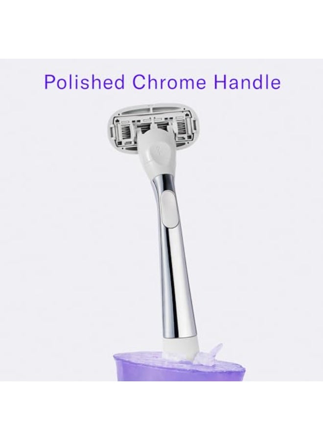 Flamingo Razors for Women, 1 Women's Razor Handle (Chrome), 5 Blade Razor for Women with Aloe and Shea Butter Glide Strips - Image 4