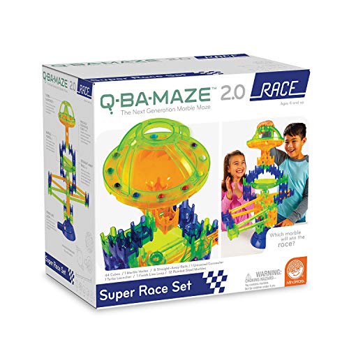 MindWare QBAMaze 20 Rally Racing Set Modular Marble Run Building Kit with Cubes Rails Launcher and Marbles STEM Construction Toy for Problem Solving and Speed Play Kids Ages 6 - Image 1
