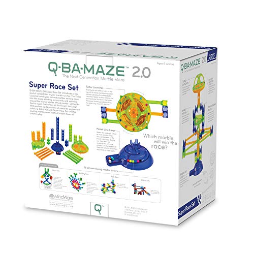 MindWare QBAMaze 20 Rally Racing Set Modular Marble Run Building Kit with Cubes Rails Launcher and Marbles STEM Construction Toy for Problem Solving and Speed Play Kids Ages 6 - Image 5