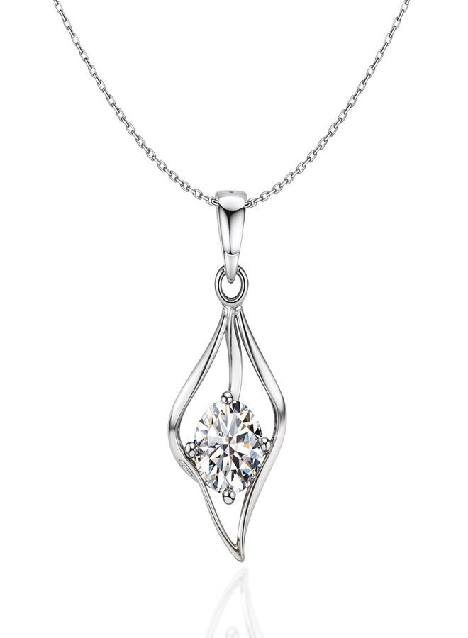 HighSpark Stylish Dew Drop Pendant Necklace | 92.5 Sterling Silver & Stunning Shimmering Shine | Lovely Gift For Women & Girls - Silver - Image 1