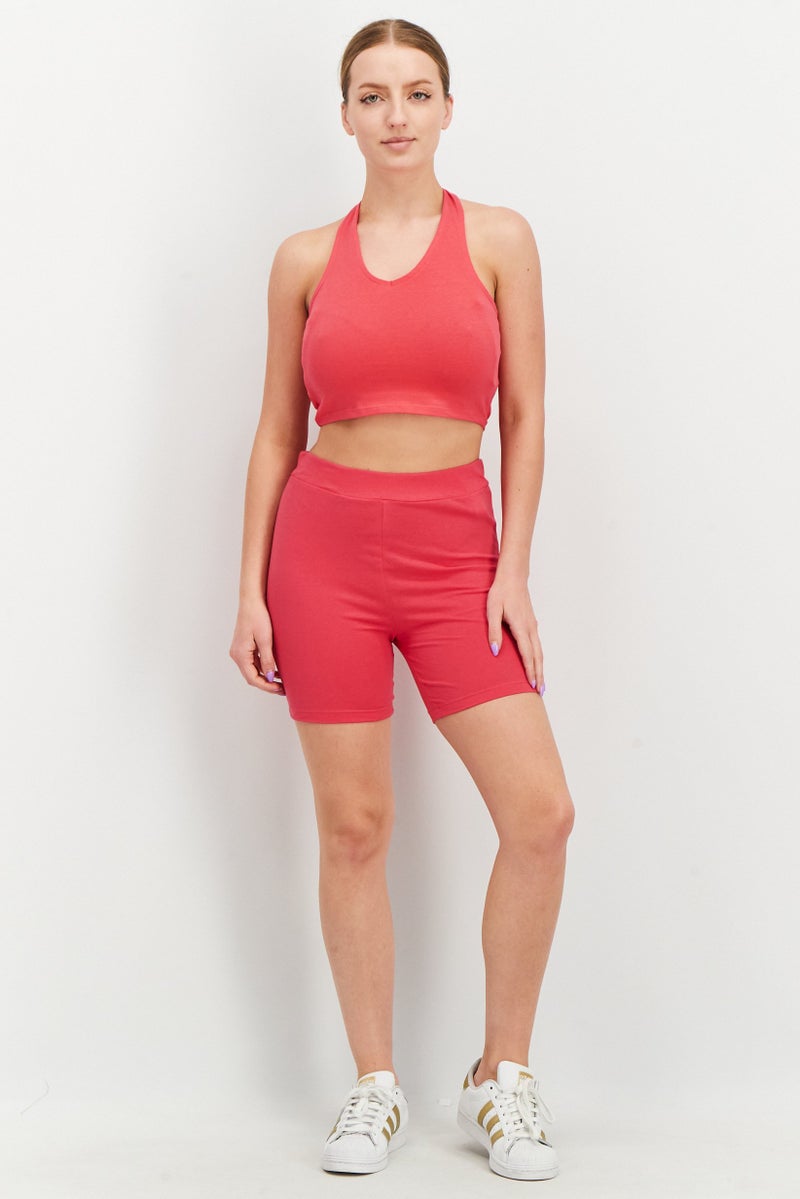 Sinsay Women Halter Neck Sleeveless Solid Top, Pink - Image 3