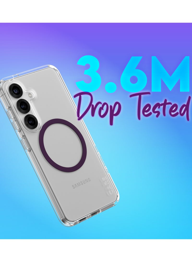 PanzerGlass حافظة قتال حضري من CARE بواسطة PanzerGlass لجهاز Samsung Galaxy S25 متوافقة مع الشحن اللاسلكي Qi، حماية من السقوط عسكرية، ضمان مضاد للاصفرار لمدة 1 سنة، حافظة Galaxy S25، شفاف-بنفسجي داكن - Image 5