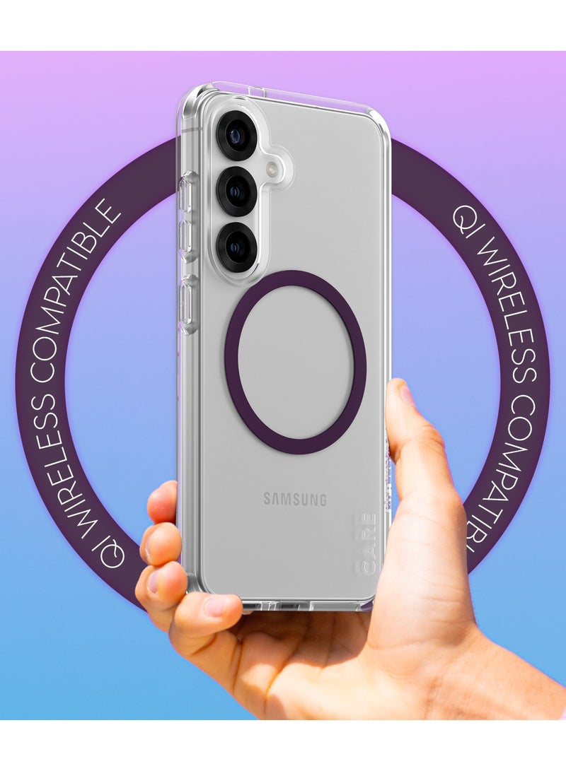 PanzerGlass حافظة قتال حضري من CARE بواسطة PanzerGlass لجهاز Samsung Galaxy S25 متوافقة مع الشحن اللاسلكي Qi، حماية من السقوط عسكرية، ضمان مضاد للاصفرار لمدة 1 سنة، حافظة Galaxy S25، شفاف-بنفسجي داكن - Image 3