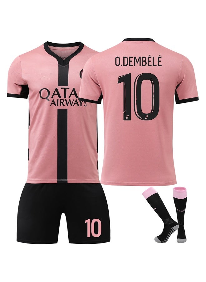 PSG 2024-2025 باريس اثنين بعيدا زي كرة القدم #10 يا ديمبيلي كرة القدم جيرسي السراويل الجوارب مجموعة الأطفال حجم والكبار حجم الهدايا للجماهير والأصدقاء - Image 1