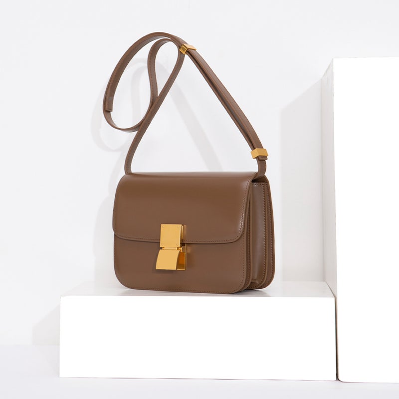 2022 Autumn/Winter Hand-Rolled Genuine Leather Tofu Bag Small Square Bag Retro Single Shoulder Crossbody Wedding Bag Flight Attendant Bag Versatile - Image 3