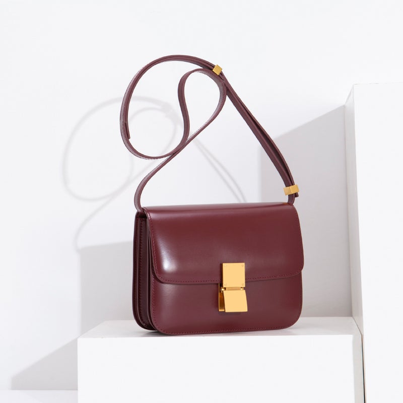 2022 Autumn/Winter Hand-Rolled Genuine Leather Tofu Bag Small Square Bag Retro Single Shoulder Crossbody Wedding Bag Flight Attendant Bag Versatile - Image 1