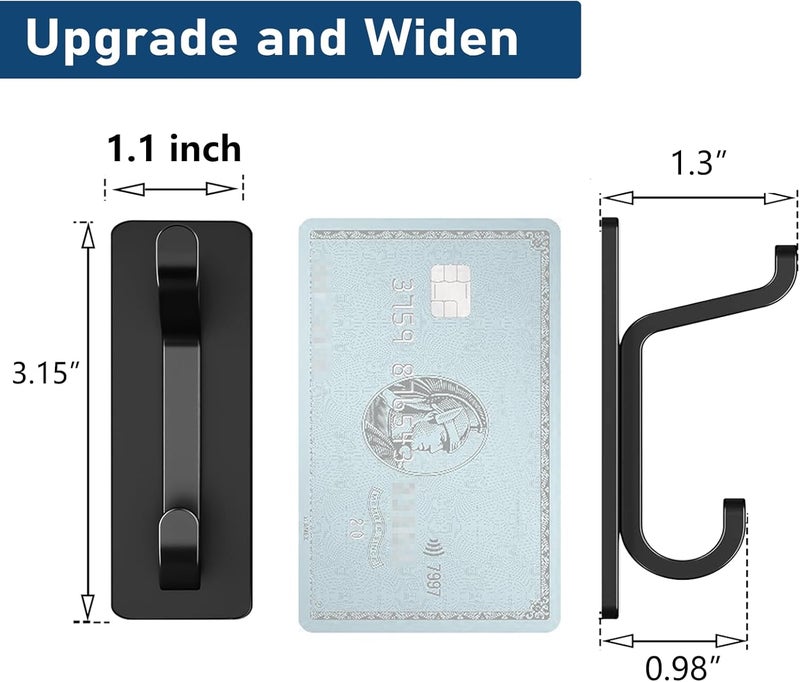 pickpiff Integrated practical design Wall Hooks for Coat and Towel: 13LB Adhesive Door Hanger Stick on, Black 4 Pack Detachable clean - Image 4