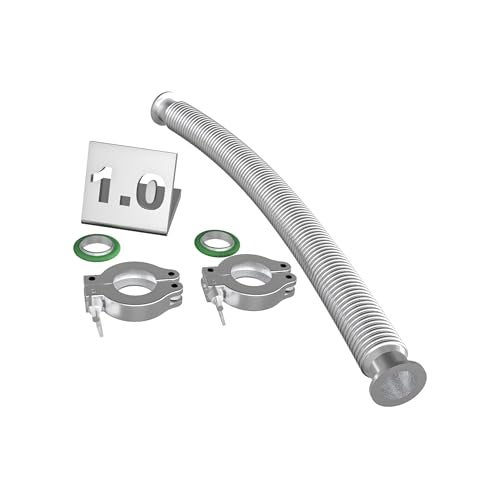 BROWNIAN MOTION TECHNOLOGY bmotiontech NW25 KF25 flexible corrugated vacuum bellow hose with 2pcs Aluminum clamp, SS centering rings & FKM O-rings (1000mm appox. 3.3ft KF25) - Image 1