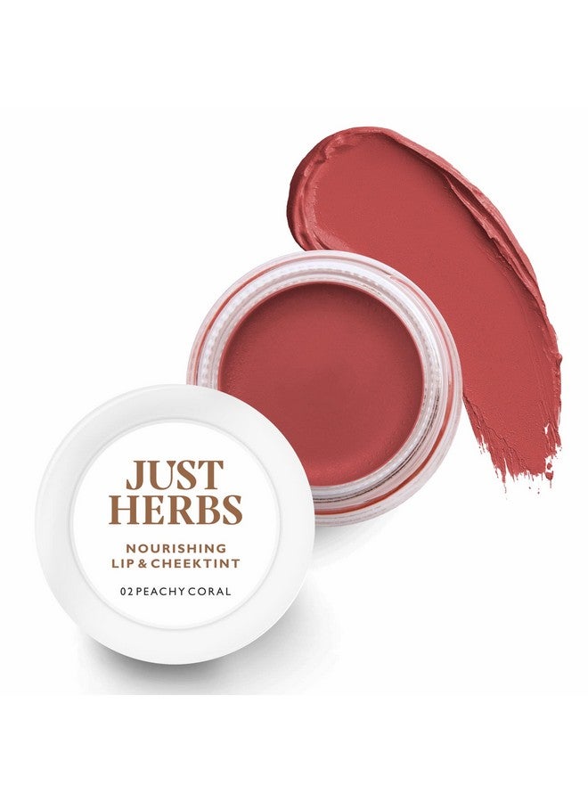 Just Herbs Ayurvedic Natural Lip & Cheek Tint Blush For Women Sls Chemical & Paraben Free 02 Peachy Coral (Creamy Matte) - Image 1