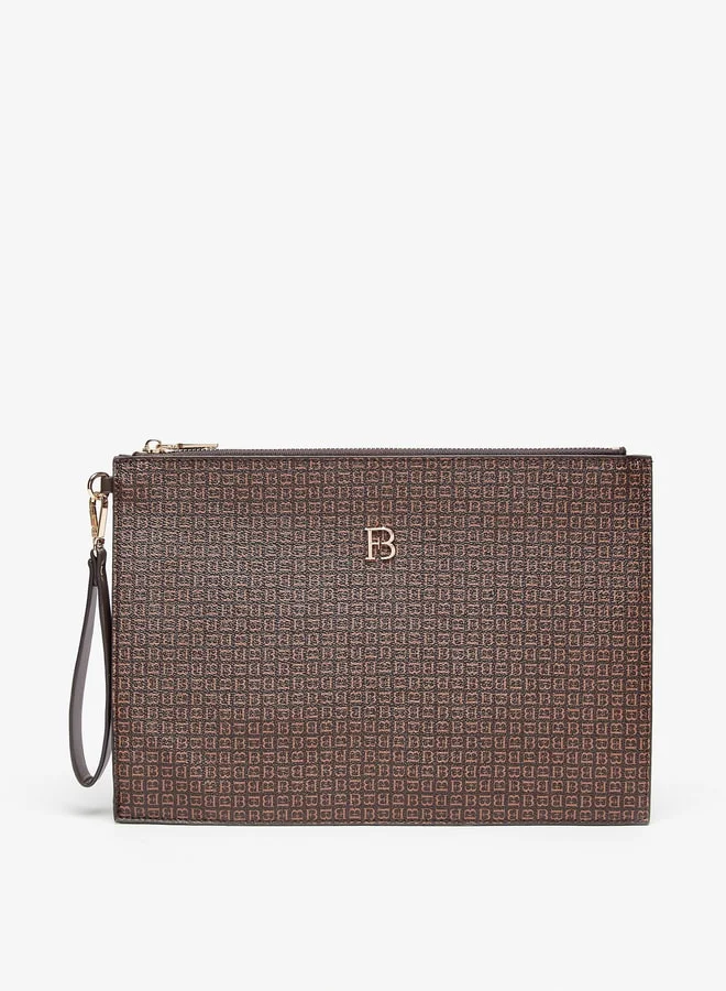 Flora Bella By Shoexpress Women Monogram Print Clutch with Zip Closure