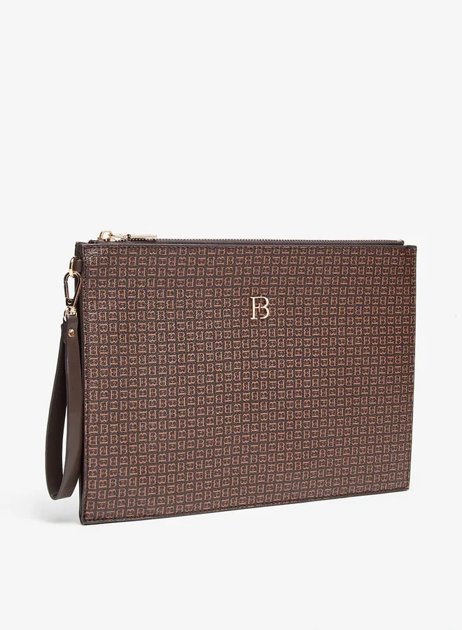 Flora Bella By Shoexpress Women Monogram Print Clutch with Zip Closure