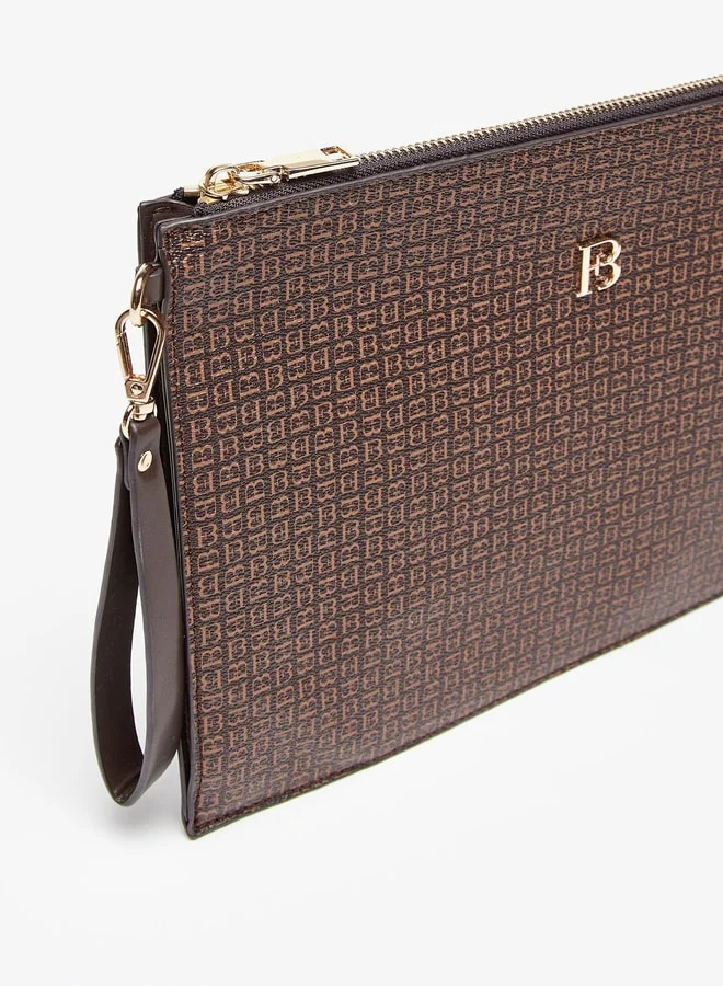 Flora Bella By Shoexpress Women Monogram Print Clutch with Zip Closure