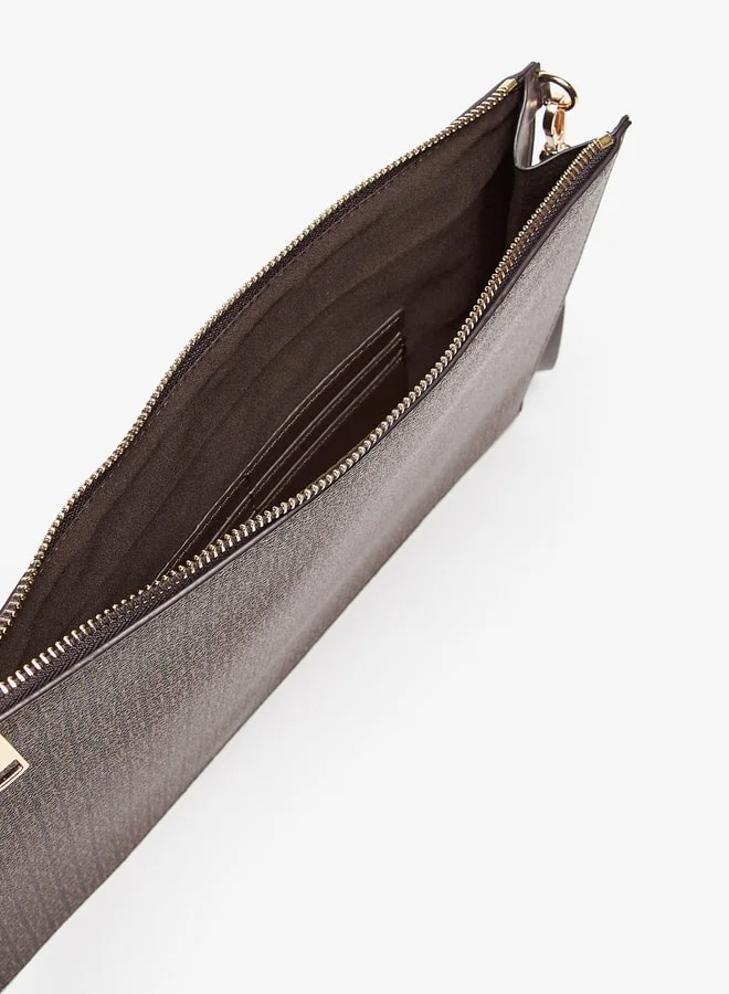 Flora Bella By Shoexpress Women Monogram Print Clutch with Zip Closure