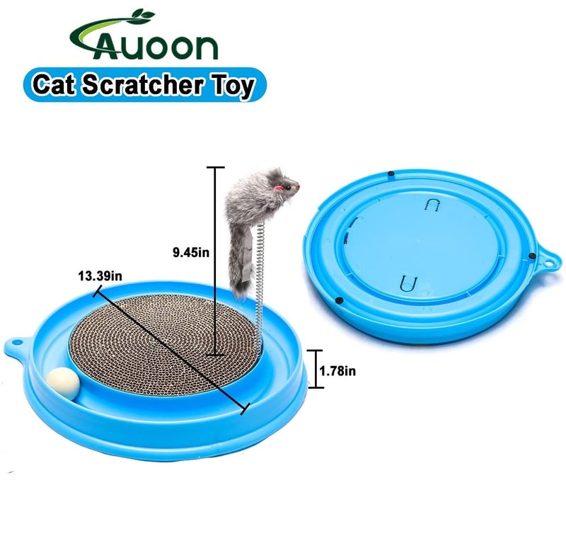 AUOON Cat Scratcher Toy with Ball Track - 3 in 1 Interactive Cat Toy, Cat Scratch Pad with Cat Ball Toy and Plush Cat Mouse Toy for Indoor Cats and Kittens (Gray) - Image 2