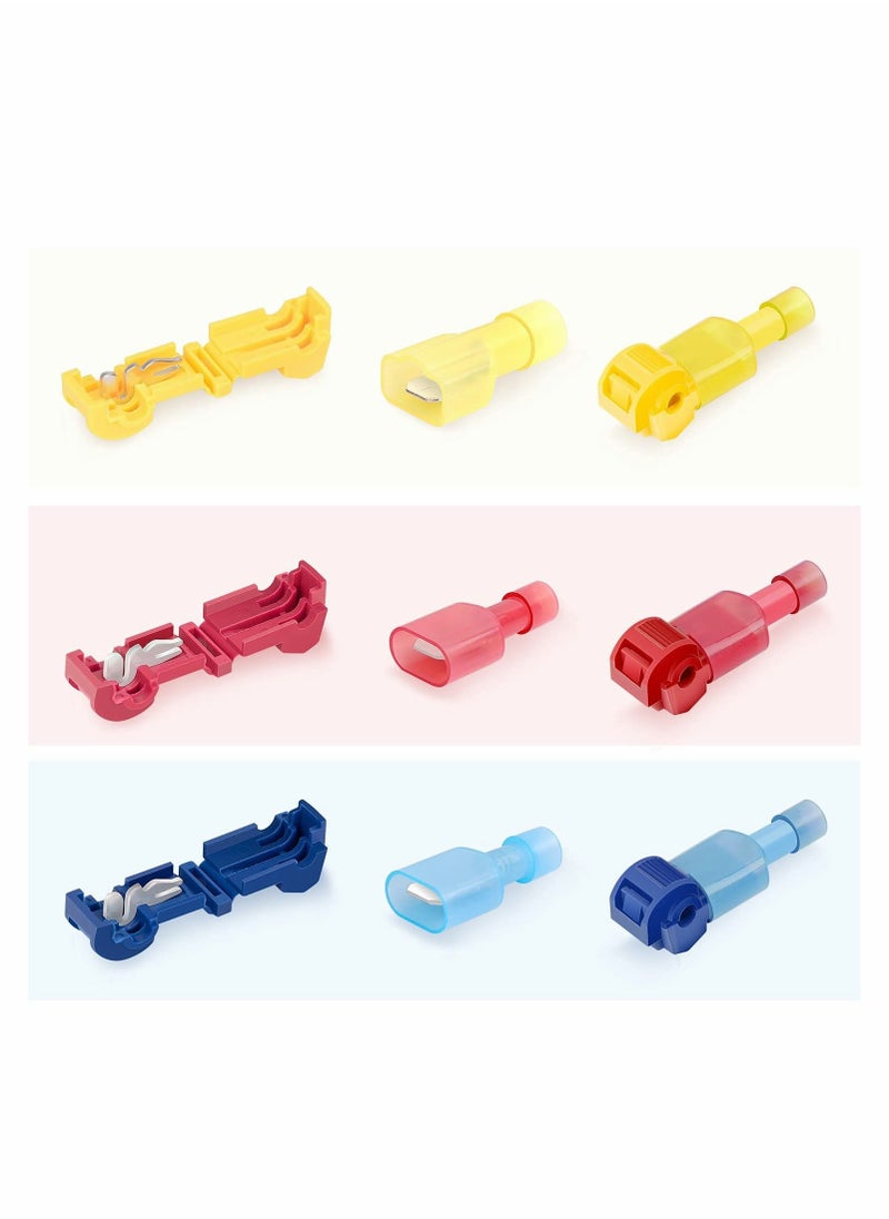 Excefore - T-Tap Quick Splice Connector Kit, Self-stripping with Nylon Fully Insulated Male Quick Disconnects Kit, Quick Splice Electrical Connector(120 Pcs) - Image 1