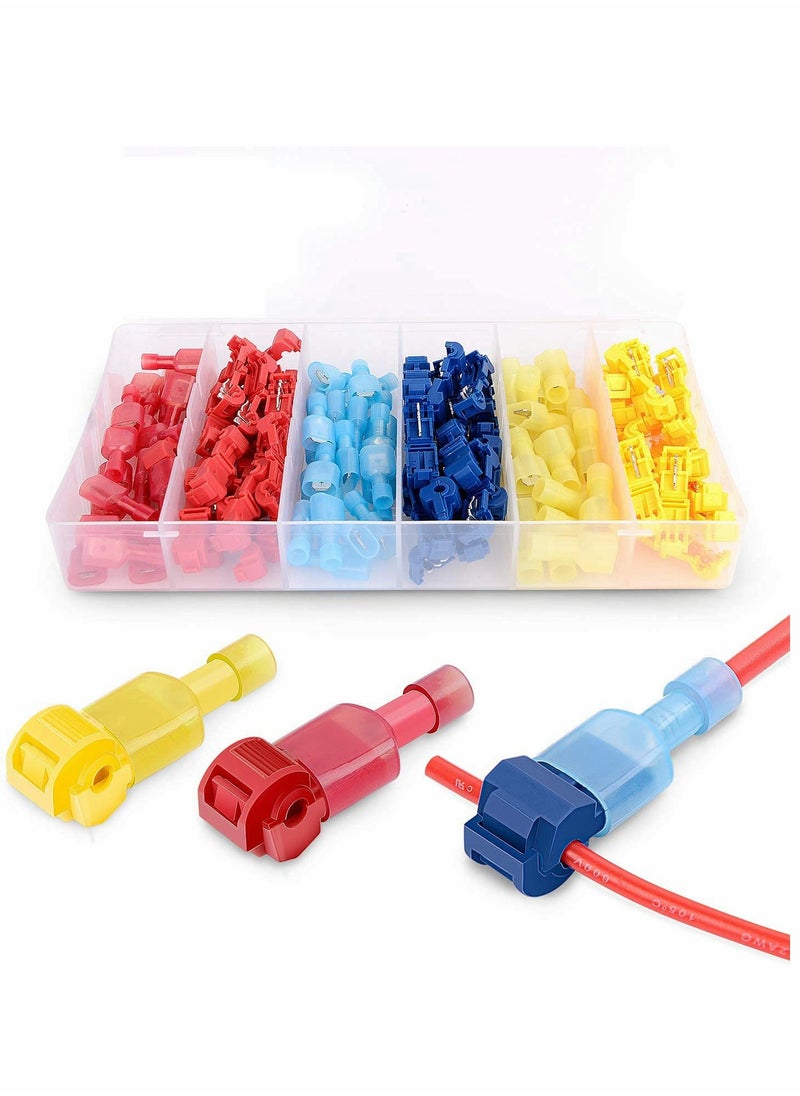 Excefore - T-Tap Quick Splice Connector Kit, Self-stripping with Nylon Fully Insulated Male Quick Disconnects Kit, Quick Splice Electrical Connector(120 Pcs) - Image 1