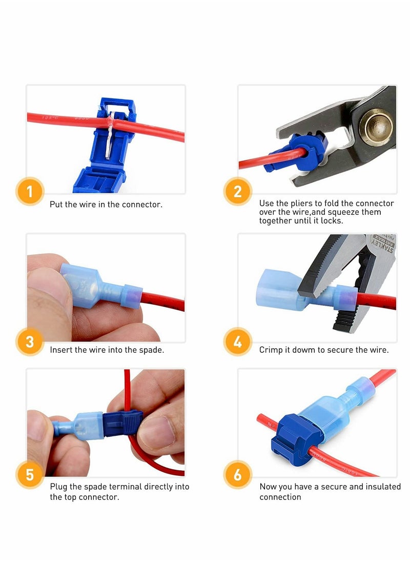 Excefore - T-Tap Quick Splice Connector Kit, Self-stripping with Nylon Fully Insulated Male Quick Disconnects Kit, Quick Splice Electrical Connector(120 Pcs) - Image 1