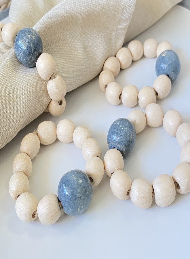 LEBEJUA Napkin Rings Set of 6 - Wooden Beads Napkin Rings | Rustic Wooden Napkin Ring Holder for Table Decoration | Handmade LEBEJUA Napkin Ring with Wood Beads & Jute Twine Farmhouse Napkin Holder Boho Style - Image 5