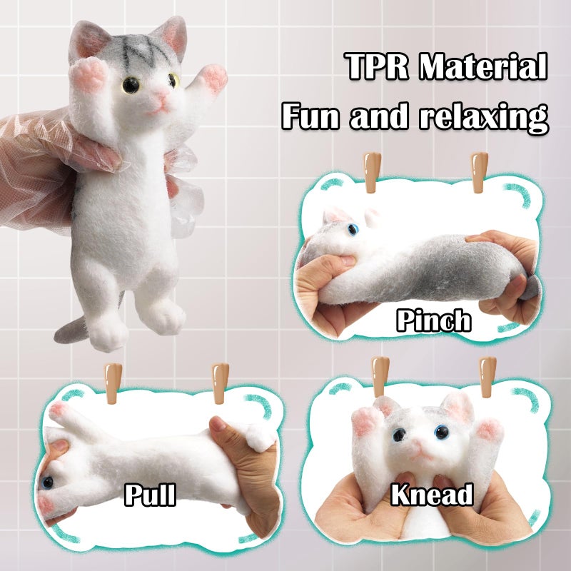 YVBBHE Big Hand Painted Cat Squishy Toysï¼ŒLarge Cute Ultra Soft Kitty Squeeze Fidget Toys for Stress Relief ,Kawaii Squishies Sticky Animal Toys for Adults Kids,Decompression Sensory Balls ï¼ˆCheeseï¼‰ - Image 3