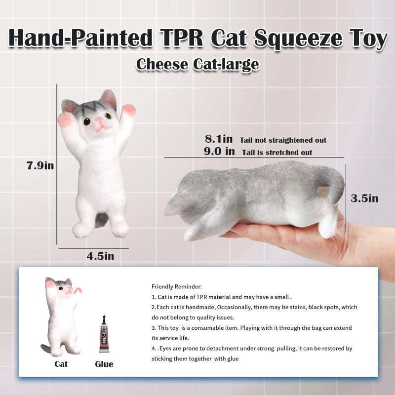 YVBBHE Big Hand Painted Cat Squishy Toysï¼ŒLarge Cute Ultra Soft Kitty Squeeze Fidget Toys for Stress Relief ,Kawaii Squishies Sticky Animal Toys for Adults Kids,Decompression Sensory Balls ï¼ˆCheeseï¼‰ - Image 2