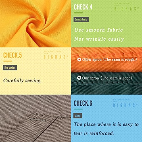 BIGHAS Adjustable Bib Apron with Pocket Extra Long Ties for Women Men, 18 Colors, Chef, Kitchen, Home, Restaurant, Cafe, Cooking, Baking (Tan) - Image 5