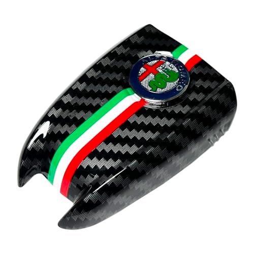 JUNMEI ABS Carbon Fiber Style 3D Color Black Logo Car Smart Remote Key Fob Cover Case Replace for Alfa Romeo Giulia Stelvio Tonale (Color Logo, Black B) - Image 4
