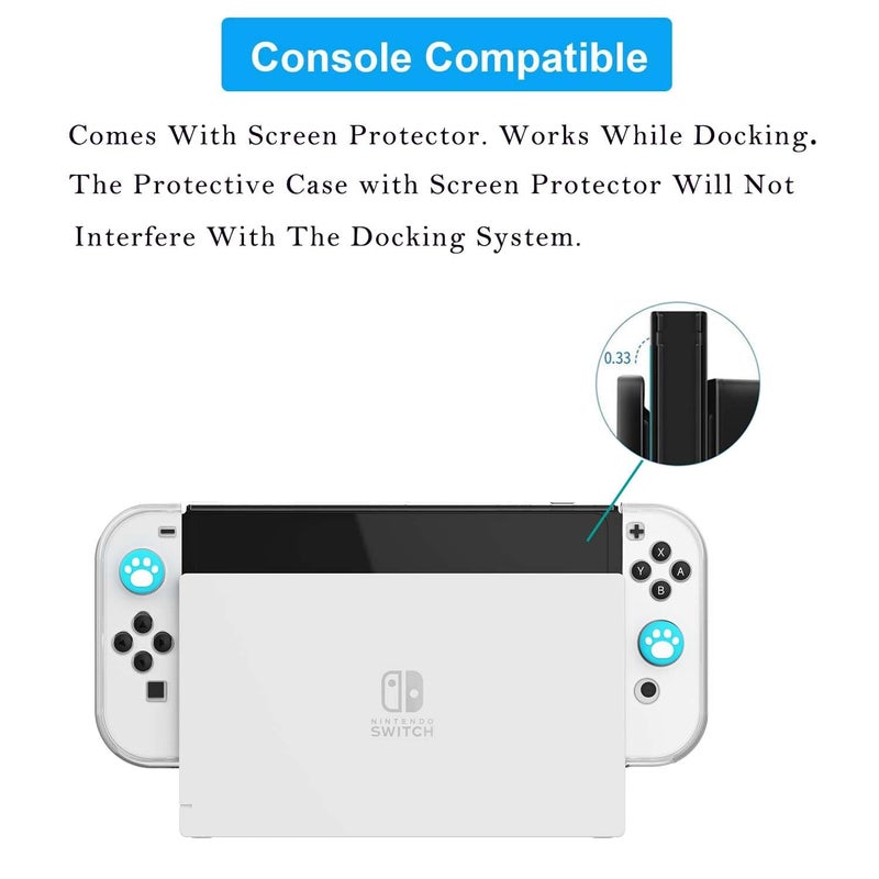 COMCOOL Dockable Case for Nintendo Switch Oled - [9 FT Military Grade Drop Protection] [with Tempered Glass Screen Protector] Crystal Protective Cover for Nintendo Switch Oled - Clear - Image 3