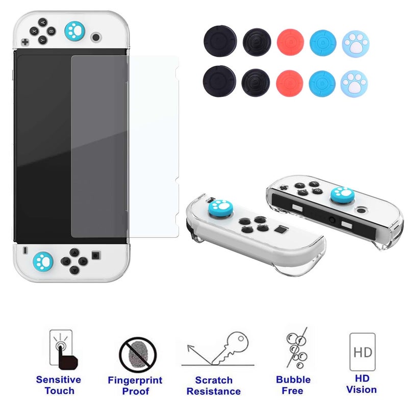 COMCOOL Dockable Case for Nintendo Switch Oled - [9 FT Military Grade Drop Protection] [with Tempered Glass Screen Protector] Crystal Protective Cover for Nintendo Switch Oled - Clear - Image 4