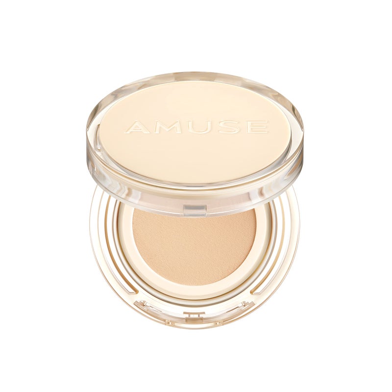 AMUSE SEOUL Dew Jelly Vegan Cushion Foundation (1.5 CLEAR) | dewy, glow, long-lasting, double coverage, clean beauty, lightweight, natural look, foundation for sensitive skin, hydrating cushion