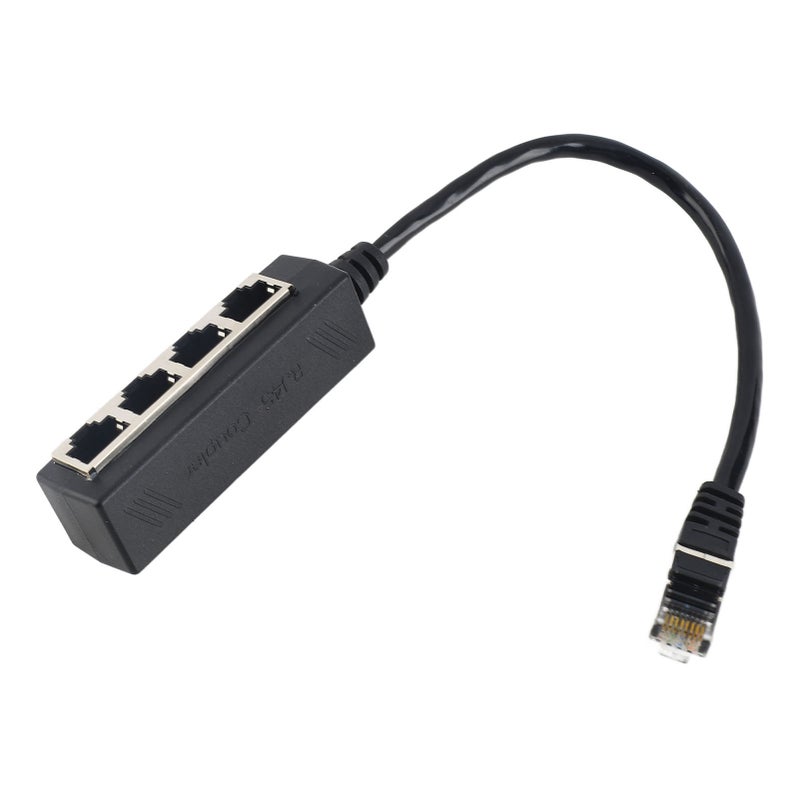 RJ45 Splitter 1 To 4 Port Gold Plated Core Smooth Transmission Ethernet Adapter - Excellent Connection Network Splitter for Home Office, ADSL, Router, TV, Computer - Image 1