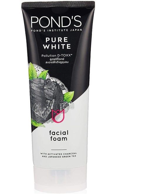 Ponds Pure Bright Facial Foam Facewash with activated Charcoal and Japanese Green Tea 100gms