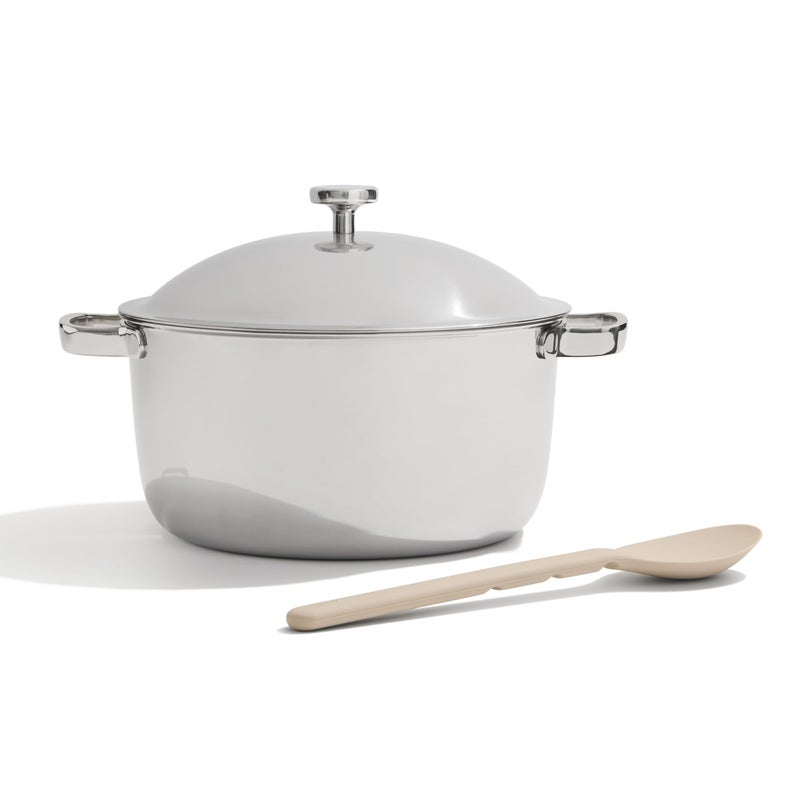 Our Place Titanium Perfect Pot Pro 675 Qt Stock Pot with Lid Silicone Spoon PFASFree Nonstick FullyClad TriPly Stainless Steel Aluminum Induction OvenSafe up to 1000F Chrome - Image 2