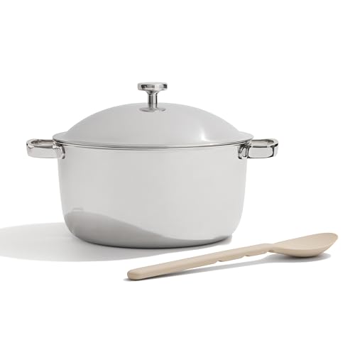 Our Place Titanium Perfect Pot Pro 675 Qt Stock Pot with Lid Silicone Spoon PFASFree Nonstick FullyClad TriPly Stainless Steel Aluminum Induction OvenSafe up to 1000F Chrome - Image 1