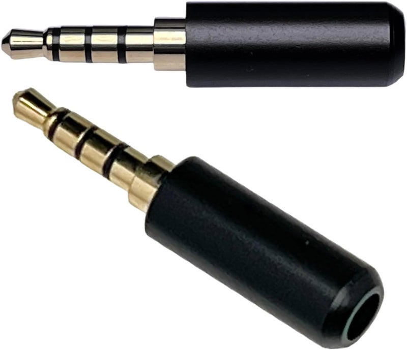CESS TRRS 4 Pole Stereo Male Plug 3.5mm Solder Type, Gold-Plated, Black Metal Housing, Perfect Replacement for Headphones, Earphones, Microphones (2 Pack) - Image 1