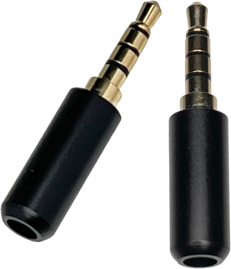 CESS TRRS 4 Pole Stereo Male Plug 3.5mm Solder Type, Gold-Plated, Black Metal Housing, Perfect Replacement for Headphones, Earphones, Microphones (2 Pack) - Image 3