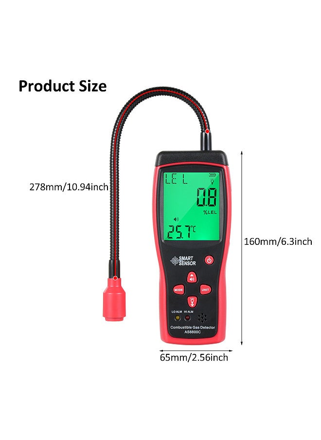SMART SENSOR Handheld Combustible Gases Leak Detector Natural Gases Leakage Tester Portable Combustible Gases Concentration Analyzer Meter with Temperature Test and Sound Light Alarm Function  - Image 2
