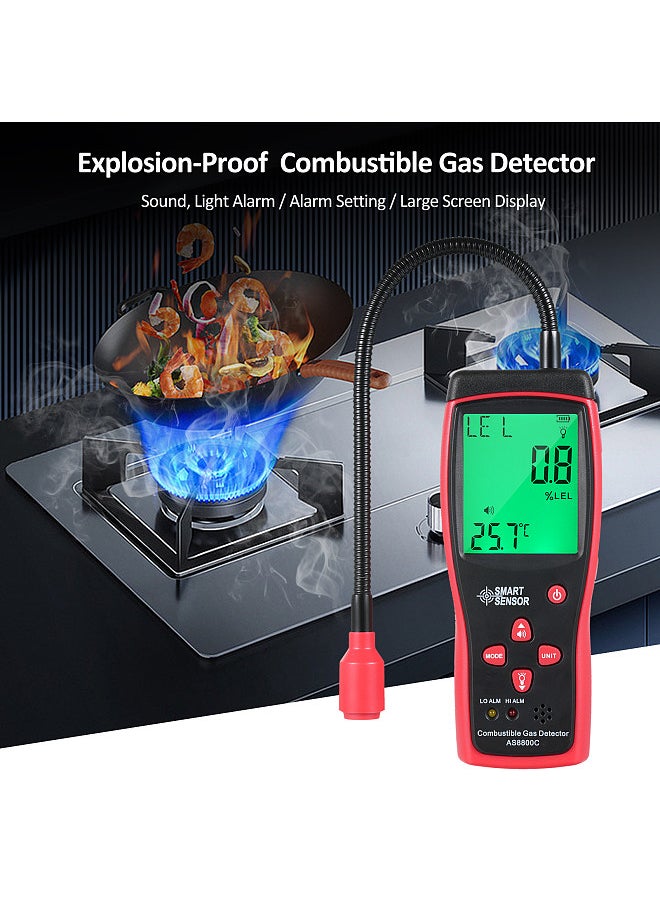 SMART SENSOR Handheld Combustible Gases Leak Detector Natural Gases Leakage Tester Portable Combustible Gases Concentration Analyzer Meter with Temperature Test and Sound Light Alarm Function  - Image 5