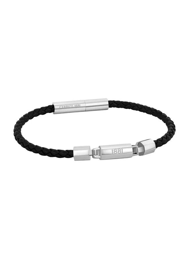 Gino Black Braided Leather Bracelet for Men