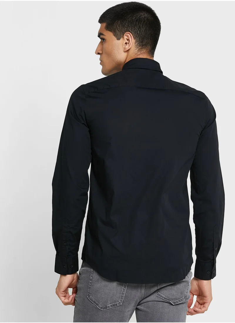 CALVIN KLEIN Logo Stretch Poplin Slim Shirt