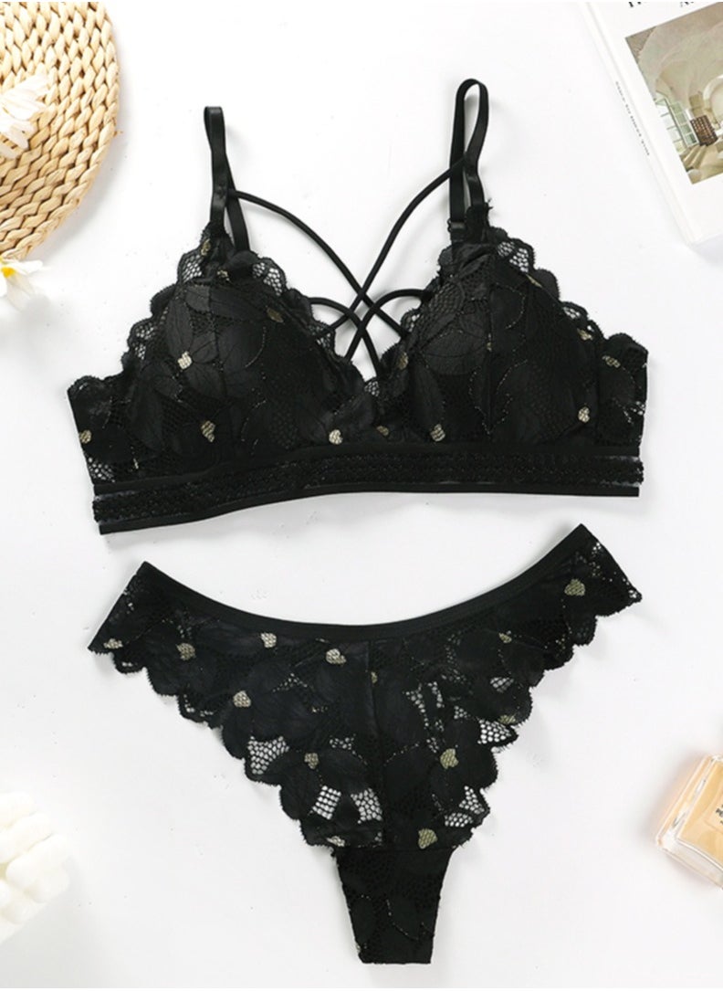 Generic Black Bikini Set with Lace Details, 2-Piece 