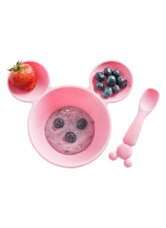 Disney Minnie Mouse Pink Set Of 2 Pieces Silicone Feeding Bowl Set Baby Bowl With Suction And Baby Spoon  - Image 2