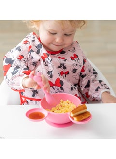 Disney Minnie Mouse Pink Set Of 2 Pieces Silicone Feeding Bowl Set Baby Bowl With Suction And Baby Spoon  - Image 4