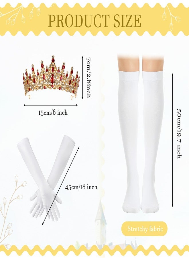 JaGely - 5 Pieces Fairy Princess Costume for Women Corset Top Crown Gloves Socks Skirt Halloween Party Princess Role Play Dress Up for Adult M Yellow - Image 2