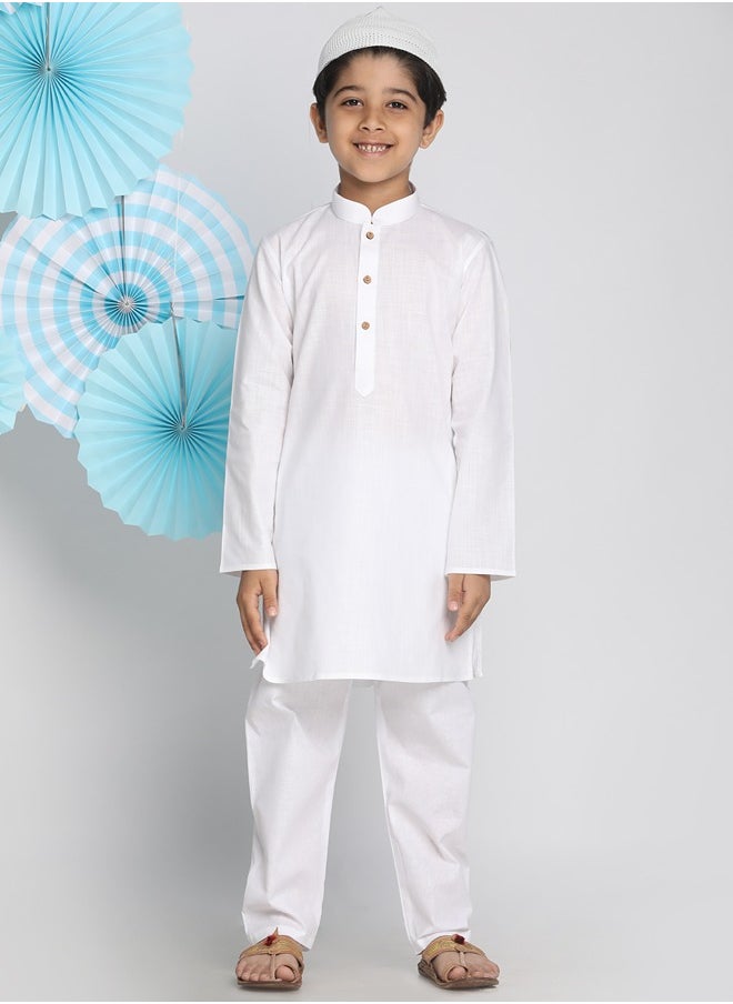 PRASHA - Boys' White Kurta Pyjama Set - Image 1