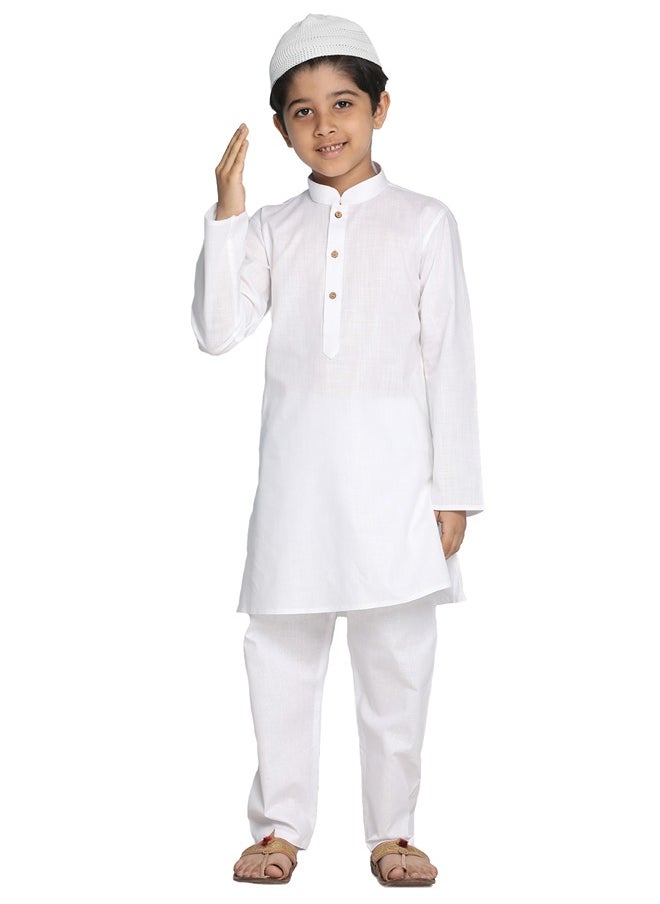 PRASHA - Boys' White Kurta Pyjama Set - Image 1