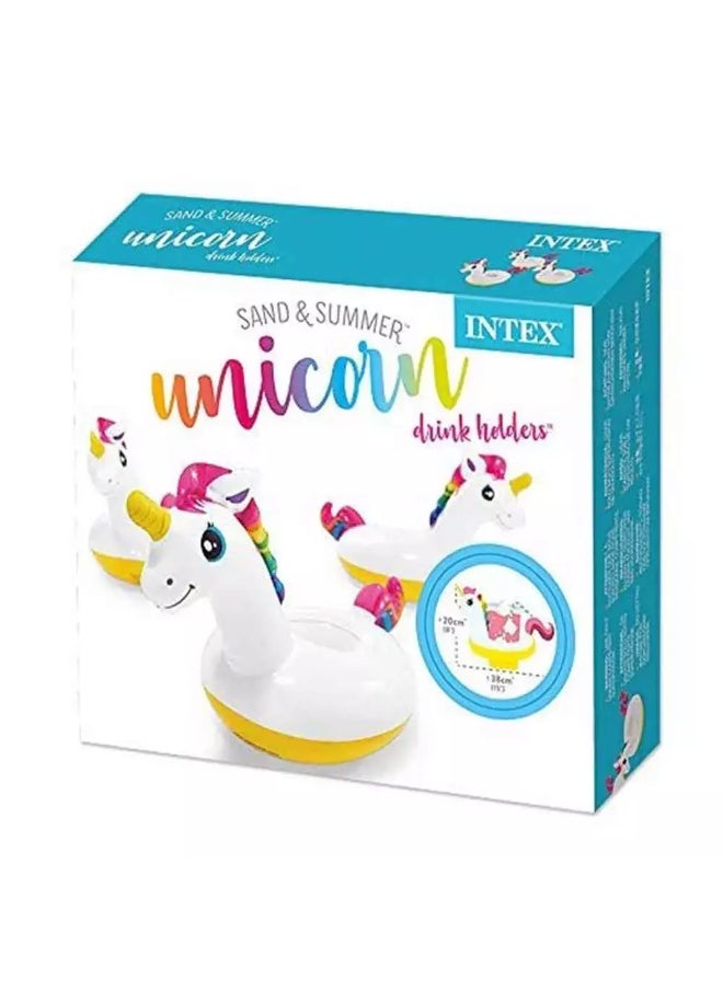 INTEX Intex Inflatable Pool and Hot Tub Drink Holders with Size 20X38cm- 3pcs Set- White, Yellow & Pink Color Combination  - Image 1