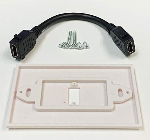 iMBAPrice  HDMI Pigtail Wall Plate Builtin Flexible HiSpeed HDMI Cable with Ethernet Single Port 1 Port White - Image 2